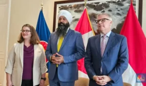 FOTO 20 Jan_(Dari kiri ke kanan) Duta Besar Kanada untuk ASEAN Ambra Dickie dan Sekretaris Negara Kanada untuk Pembangunan Internasional Randeep Sarai. (dok. umkm.go.id)