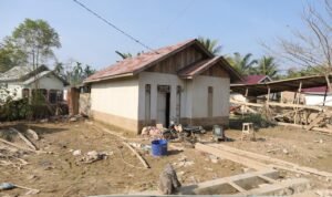 FOTO 29 Jan_Bangunan hunian sementara (huntara) warga terdampak bencana banjir di sepanjang jalan Kecamatan Pante Bidari, Kabupaten Aceh Timur. dok.