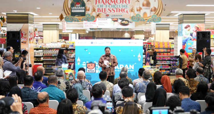 FOTO 7 Maret_Menteri Koordinator Bidang Perekonomian Airlangga Hartarto saat membuka Program Belanja di Indonesia Aja (BINA) Lebaran 2026 di Jakarta
