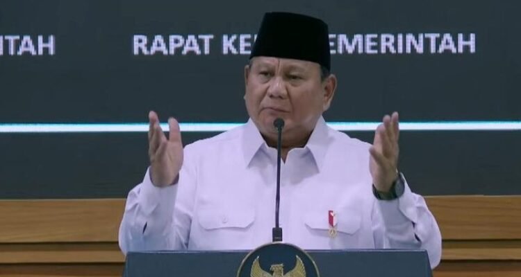 FOTO 8 April_Presiden Prabowo Subianto saat di Istana Negara. (dok. youtubesetpres)