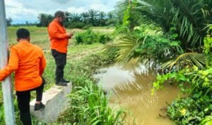 FOTO 11 Mei_Tim BPBD Kabupaten Luwu Timur memantau tinggi muka air di daerah terdampak banjir Desa Balo-Balo, Kec Wotu, Kab Luwu Timur, Prov Sulawesi Selatan. bpbd