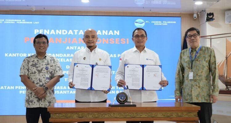 FOTO 27 Mei_Kantor Kesyahbandaran dan Otoritas Pelabuhan (KSOP) Kelas I Banten resmi menjalin kerja sama konsesi dengan PT Chandra Pelabuhan Nusantara. hubla 1
