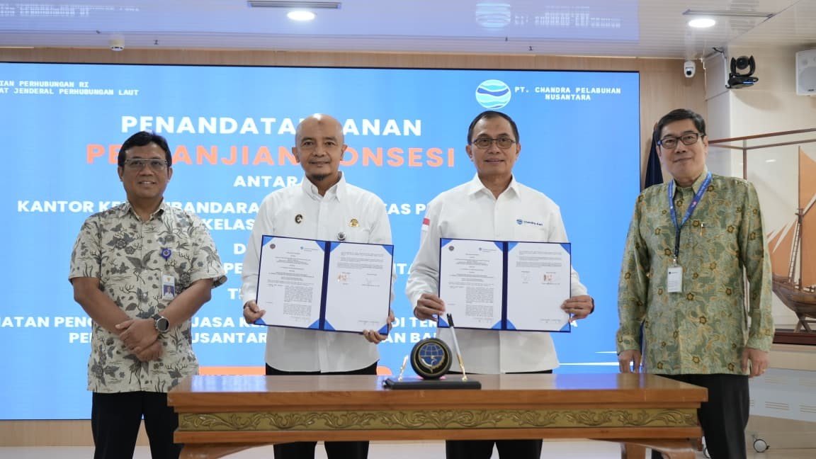 FOTO 27 Mei_Kantor Kesyahbandaran dan Otoritas Pelabuhan (KSOP) Kelas I Banten resmi menjalin kerja sama konsesi dengan PT Chandra Pelabuhan Nusantara. hubla 1