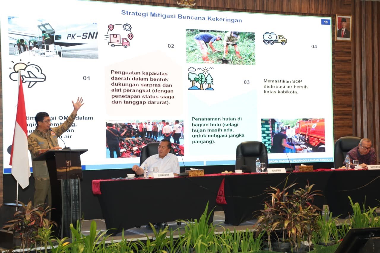 FOTO 25 Juli_Kepala BNPB Letjen TNI Suharyanto saat Rapat Koordinasi Kesiapsiagaan Menghadapi Bencana Kekeringan yang digelar di Kota Mataram, NTB. bnpb