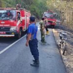 FOTO 15 Agustus_Petugas pemadam kebakaran di lahan perkebunan jati milik Perhutani pada Petak GHI Gunung Geger Sumberejo, Kec Pagak, Kab Malang. bpbdkab 1