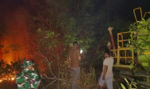 FOTO 23 Agustus_Tim gabungan berupaya memadamkan api pada 2,5 hektare lahan di Desa Batu Raja, Kec Wasile, Kab Halmahera Timur, Prov Maluku Utara. bpbdkab