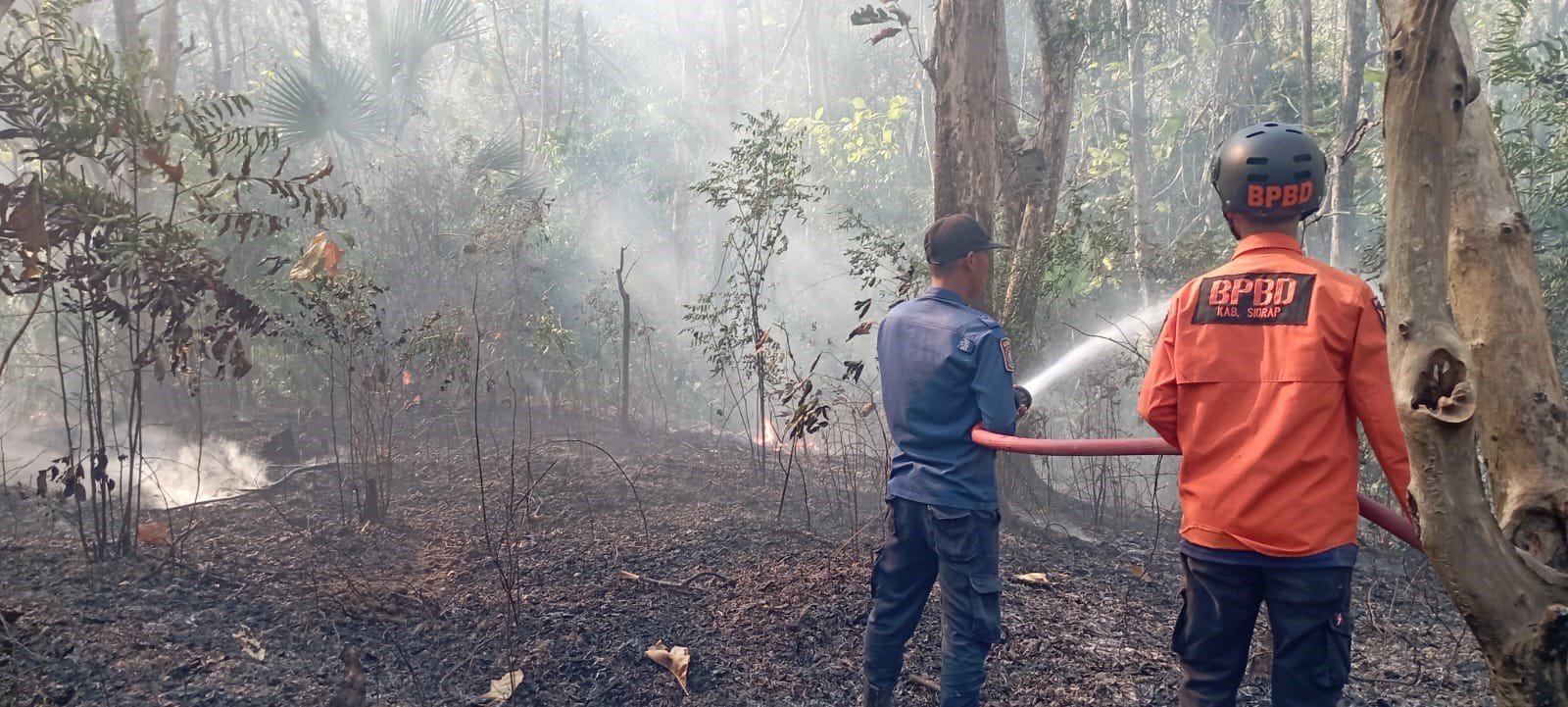FOTO 31 Agustus_Petugas memadamkan kebakaran lahan di Desa Madenra, Kecamatan Kulo Kabupaten Sidenreng Rappang, Sulawesi Selatan. dok.bpbdkabupatensidenrengrappang