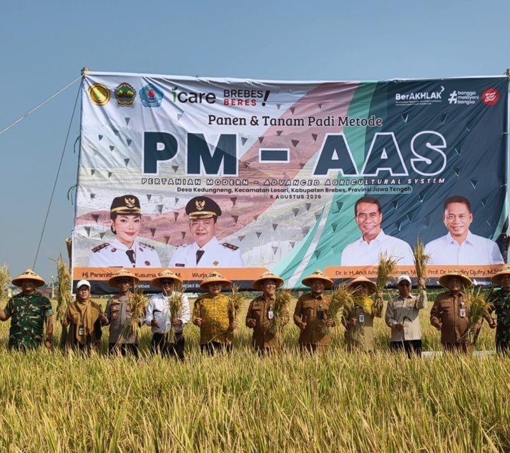 FOTO 7 Agustus_Saat panen padi dengan menerapkan pertanian modern Advanced Agriculture System (PM-AAS). dok. kementan