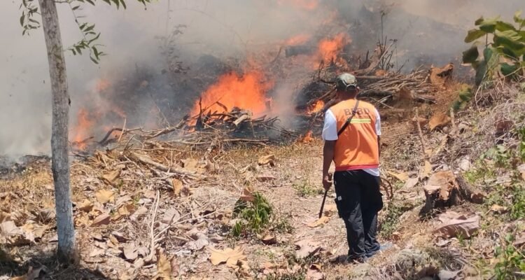 FOTO 7 Sept_Petugas gabungan berusaha memadamkan lahan seluas 6.05 hektare yang terbakar di Kabupaten Banyumas, Provinsi Jawa Tengah INI