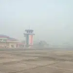 FOTO 18 Okt_Saat pantauan dari Bandara Haji Asan Sampit, Kotawaringi Timur, Kalimantan Tengah sesuai dengan pergerakan asap kebakaran hutan dan lahan di Prov Kalimantan. dok. hubudkemenhub