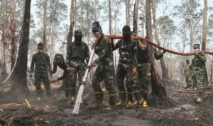 FOTO 24 Okt_Tim gabungan melakukan pemadaman kebakaran hutan dan lahan di kawasan Taman Nasional Way Kambas, Kab Lampung Timur, Prov Lampung 1