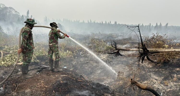 FOTO 27 Okt_Tim gabungan terus memadamkan dan pendinginan agar tidak ada bara api yang tersisa di lahan gambut wilayah Kabupaten Ketapang, Provinsi Kalimantan Barat1