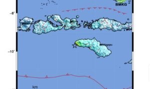 FOTO 4 Sept_Peta guncangan gempa M6.1 yang berpusat di wilayah Kabupaten Sumba Barat Daya, Nusa Tenggara Timur INI