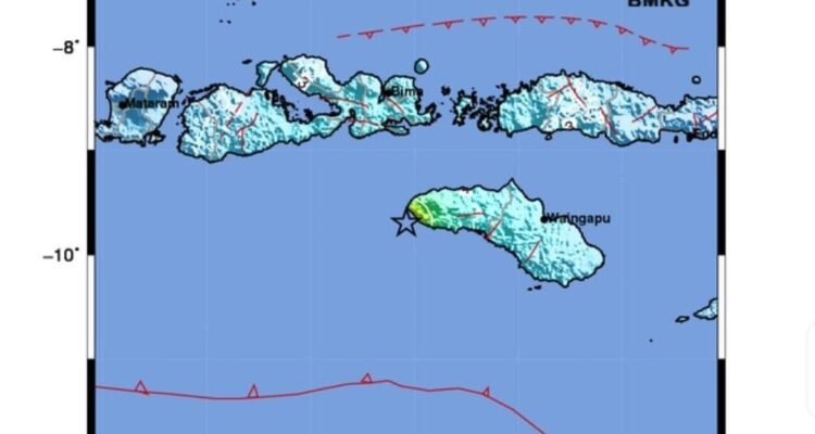 FOTO 4 Sept_Peta guncangan gempa M6.1 yang berpusat di wilayah Kabupaten Sumba Barat Daya, Nusa Tenggara Timur INI